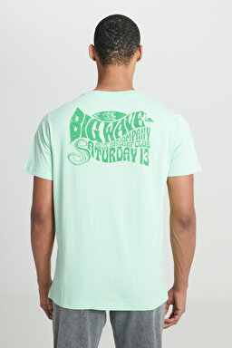 Regular Fit Normal Kesim %100 Pamuk Bisiklet Yaka Açık Yeşil Tişört - Light Green-L231288299 (görsel 2)