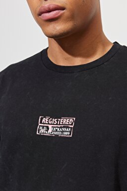 Regular Fit Normal Kesim %100 Pamuk Bisiklet Yaka Siyah Tişört - Black-L231307001 (görsel 5)