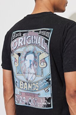 Regular Fit Normal Kesim %100 Pamuk Bisiklet Yaka Siyah Tişört - Black-L231307001 (görsel 6)