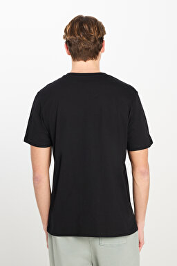 Regular Fit Normal Kesim %100 Pamuk Bisiklet Yaka Siyah Tişört - Black-L231311001 (görsel 5)