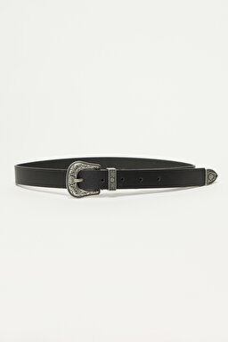 %100 Deri Siyah Kemer - Black-L231363001