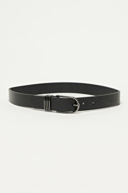 %100 Deri Siyah Kemer - Black-L231364001