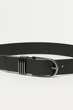 %100 Deri Siyah Kemer - Black-L231364001 (görsel 2)