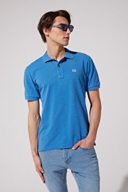 Regular Fit Normal Kesim Polo Yaka Mavi Tişört - Blue-L231369400 (görsel 2)