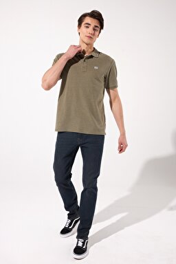 Regular Fit Normal Kesim Polo Yaka Haki Tişört - Khaki-L231369801 (görsel 5)