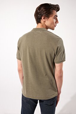 Regular Fit Normal Kesim Polo Yaka Haki Tişört - Khaki-L231369801 (görsel 6)
