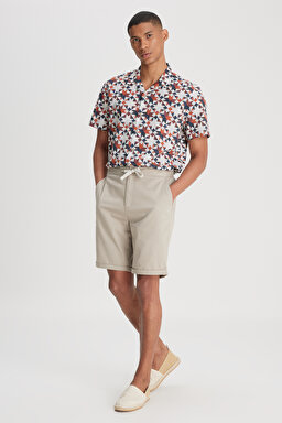 Regular Fit Normal Kesim Normal Bel %100 Pamuk Taş Rengi Şort - Stone-L231406013
