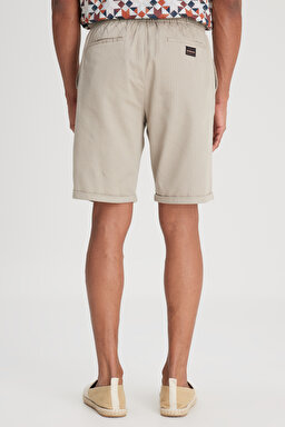 Regular Fit Normal Kesim Normal Bel %100 Pamuk Taş Rengi Şort - Stone-L231406013 (görsel 5)
