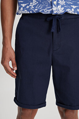 Regular Fit Normal Kesim %100 Pamuk Normal Bel Lacivert Chino Şort - Navy-L231406410 (görsel 3)