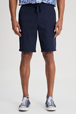 Regular Fit Normal Kesim %100 Pamuk Normal Bel Lacivert Chino Şort - Navy-L231406410 (görsel 4)