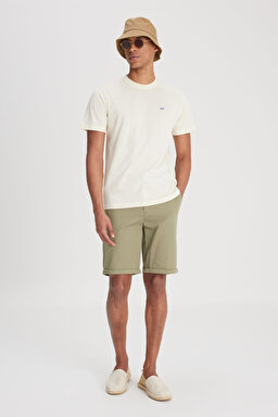 Regular Fit Normal Kesim %100 Pamuk Normal Bel Haki Chino Şort - Khaki-L231406801 (görsel 2)