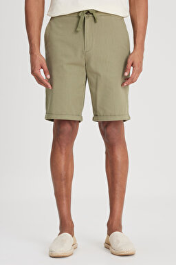Regular Fit Normal Kesim %100 Pamuk Normal Bel Haki Chino Şort - Khaki-L231406801 (görsel 5)