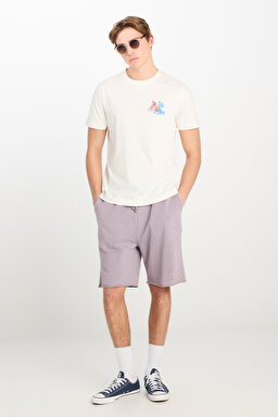 Regular Fit Normal Kesim %100 Pamuk Lastikli Bel Lila Sweat Şort - Lilac-L231408505