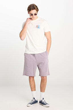 Regular Fit Normal Kesim %100 Pamuk Lastikli Bel Lila Sweat Şort - Lilac-L231408505 (görsel 3)