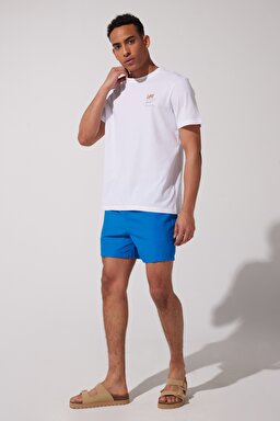Regular Fit Normal Kesim Normal Bel Saks Mavisi Deniz Şortu - Sax-L231616403 (görsel 4)