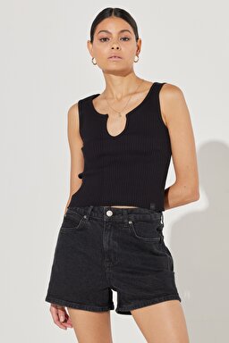 Regular Fit Normal Kesim Bisiklet Yaka Esnek Siyah Tişört - Black-L231636001