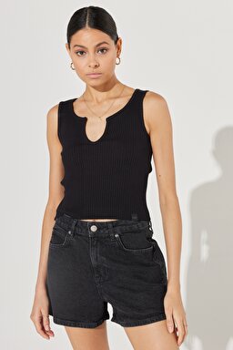 Regular Fit Normal Kesim Bisiklet Yaka Esnek Siyah Tişört - Black-L231636001 (görsel 3)
