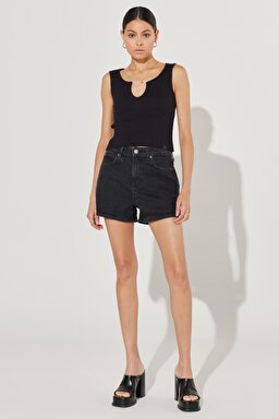 Regular Fit Normal Kesim Bisiklet Yaka Esnek Siyah Tişört - Black-L231636001 (görsel 6)