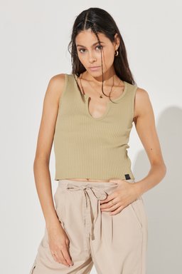 Regular Fit Normal Kesim Bisiklet Yaka Esnek Bej Tişört - Beige-L231636614 (görsel 2)
