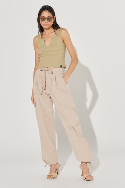 Regular Fit Normal Kesim Bisiklet Yaka Esnek Bej Tişört - Beige-L231636614 (görsel 6)
