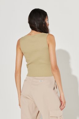 Regular Fit Normal Kesim Bisiklet Yaka Esnek Bej Tişört - Beige-L231636614 (görsel 7)