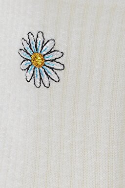 Yüksek Kesim Beyaz Tekli Çorap - Yellow-L231668200 (görsel 2)