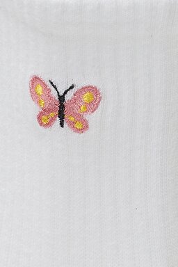 Yüksek Kesim Beyaz Tekli Çorap - Pink-L231668611 (görsel 2)