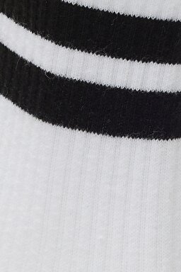 Yüksek Kesim Siyah Şeritli Tekli Çorap - Black-L231684001 (görsel 2)