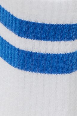 Yüksek Kesim Mavi Şeritli Tekli Çorap - Blue-L231684400 (görsel 2)