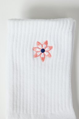 Yüksek Kesim Beyaz Tekli Çorap - Pink-L231685611 (görsel 2)