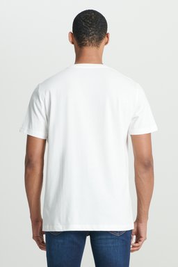 Regular Fit Normal Kesim %100 Pamuk Bisiklet Yaka Kırık Beyaz Tişört - Off White-L231733102 (görsel 6)