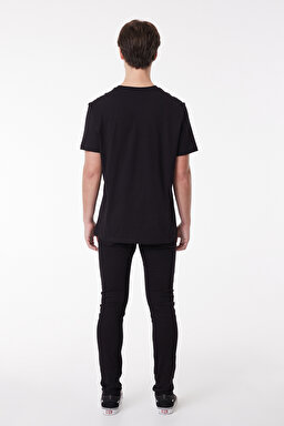 Regular Fit Normal Kesim %100 Pamuk Bisiklet Yaka Siyah Tişört - Black-L231734001 (görsel 5)