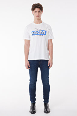 Regular Fit Normal Kesim %100 Pamuk Bisiklet Yaka Kırık Beyaz Tişört - Off White-L231734102 (görsel 2)