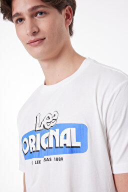 Regular Fit Normal Kesim %100 Pamuk Bisiklet Yaka Kırık Beyaz Tişört - Off White-L231734102 (görsel 3)