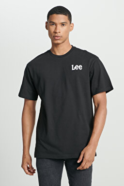 Loose Fit Rahat Kesim %100 Pamuk Bisiklet Yaka Siyah Tişört - Black-L231735001 (görsel 3)