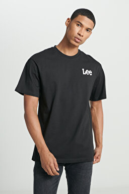 Loose Fit Rahat Kesim %100 Pamuk Bisiklet Yaka Siyah Tişört - Black-L231735001 (görsel 4)