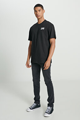 Loose Fit Rahat Kesim %100 Pamuk Bisiklet Yaka Siyah Tişört - Black-L231735001 (görsel 5)