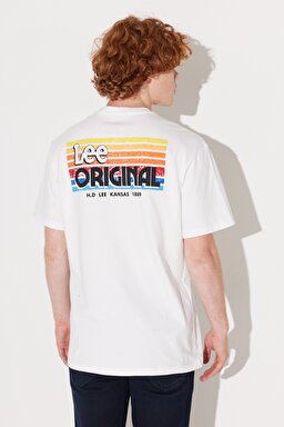 Loose Fit Rahat Kesim %100 Pamuk Bisiklet Yaka Kırık Beyaz Tişört - Off White-L231735102 (görsel 3)