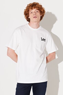 Loose Fit Rahat Kesim %100 Pamuk Bisiklet Yaka Kırık Beyaz Tişört - Off White-L231735102 (görsel 4)