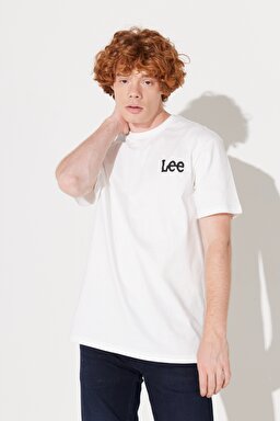 Loose Fit Rahat Kesim %100 Pamuk Bisiklet Yaka Kırık Beyaz Tişört - Off White-L231735102 (görsel 5)