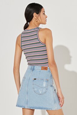 Slim Fit Dar Kesim Bisiklet Yaka Kısa Kollu Renkli Esnek Tişört - Multi-L231753900 (görsel 6)
