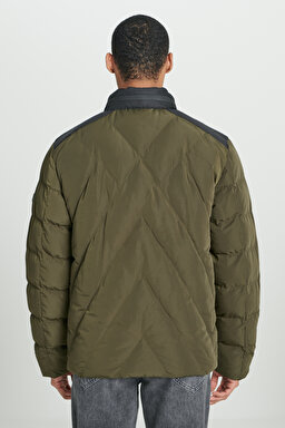 Regular Fit Normal Kesim Kapüşonlu Tam Fermuarlı Haki Mont - Khaki-L232199801 (görsel 8)