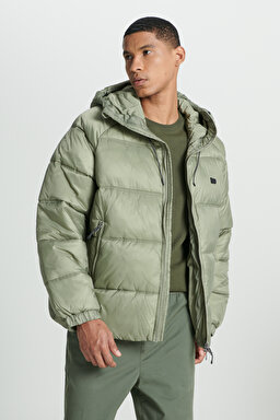 Regular Fit Normal Kesim Kapüşonlu Açık Yeşil Şişme Mont - Light Green-L232213299 (görsel 3)