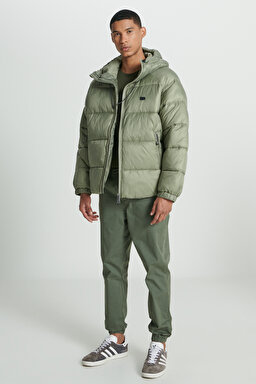 Regular Fit Normal Kesim Kapüşonlu Açık Yeşil Şişme Mont - Light Green-L232213299 (görsel 6)