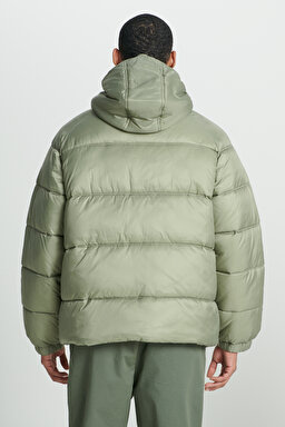 Regular Fit Normal Kesim Kapüşonlu Açık Yeşil Şişme Mont - Light Green-L232213299 (görsel 8)