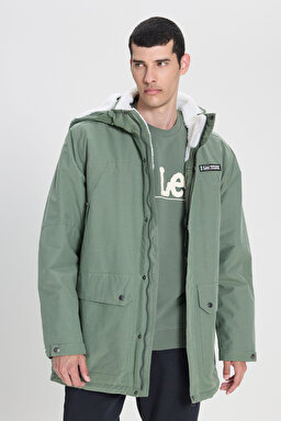 Regular Fit Normal Kesim Kapüşonlu Açık Yeşil Parka Ceket - Light Green-L232220299 (görsel 2)