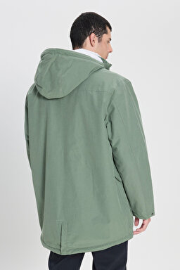 Regular Fit Normal Kesim Kapüşonlu Açık Yeşil Parka Ceket - Light Green-L232220299 (görsel 7)
