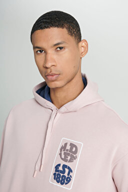 Loose Fit Rahat Kesim Kapüşonlu İçi Polarlı Sırt Baskılı Lila Sweatshirt - Lilac-L232272505 (görsel 6)