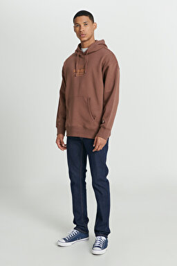 Loose Fit Rahat Kesim Kapüşonlu Şardonlu Kahverengi Sweatshirt - Brown-L232274220 (görsel 5)