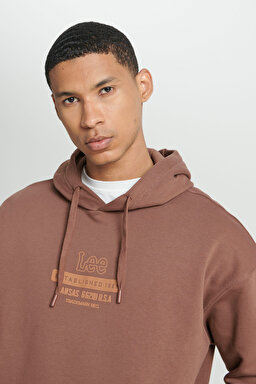 Loose Fit Rahat Kesim Kapüşonlu Şardonlu Kahverengi Sweatshirt - Brown-L232274220 (görsel 6)